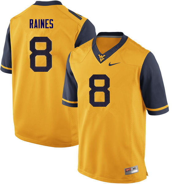 NCAA Men's Kwantel Raines West Virginia Mountaineers Yellow #8 Nike Stitched Football College Authentic Jersey SI23W65ZK